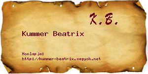 Kummer Beatrix névjegykártya